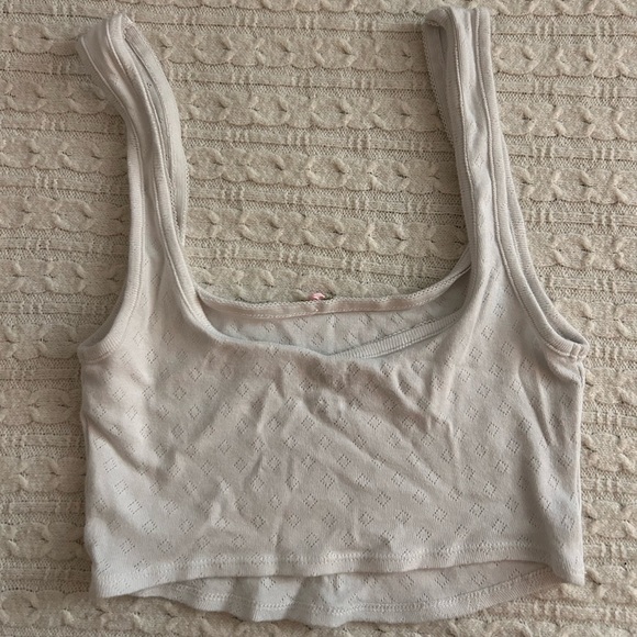 White Pointelle Tank Top - Picture 2 of 7